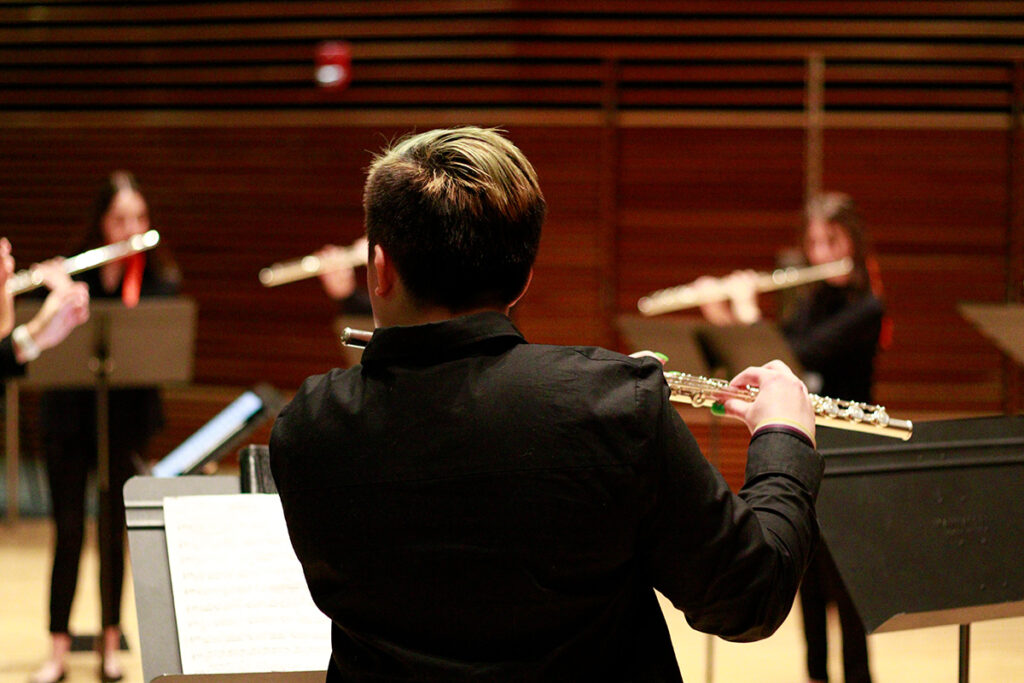 Student playing flute