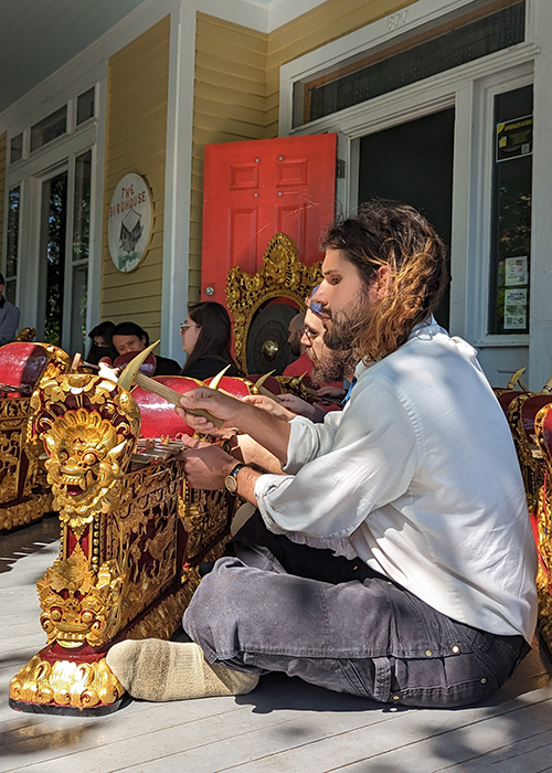 Students performing at a UT Balinese Gamelan event