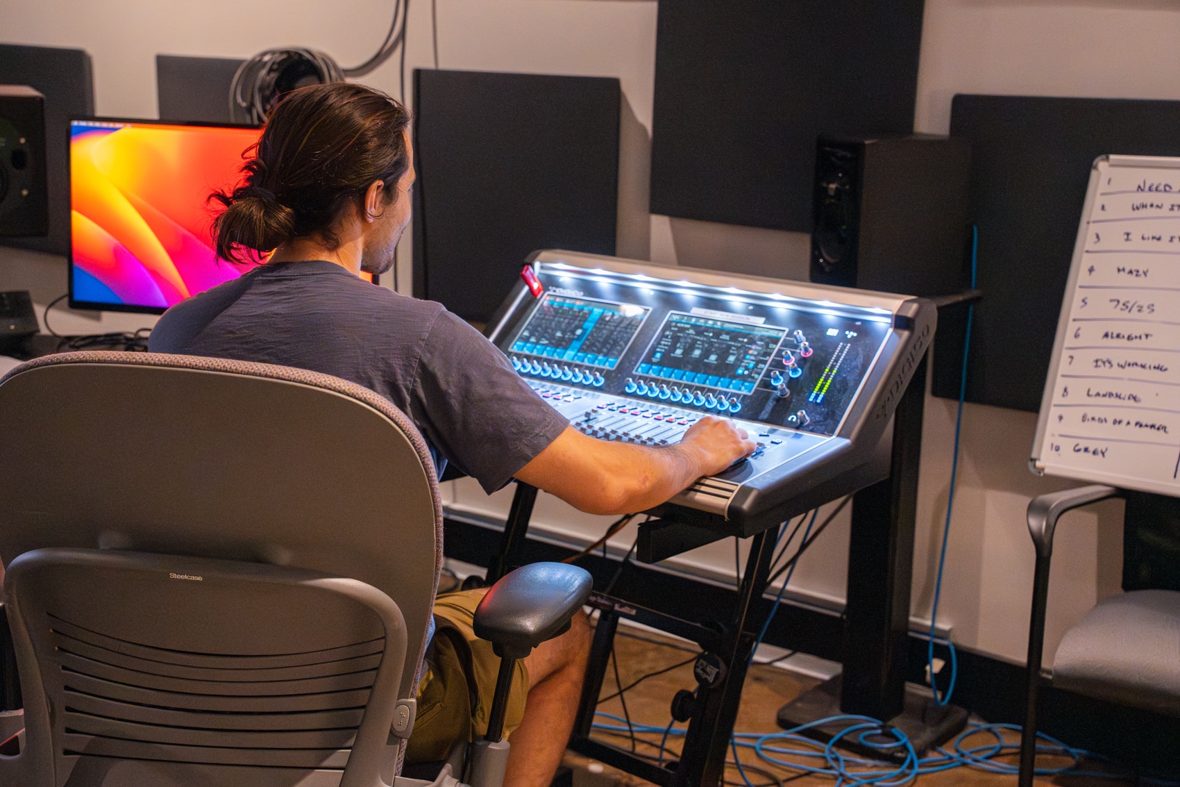 Student working on soundboard technology