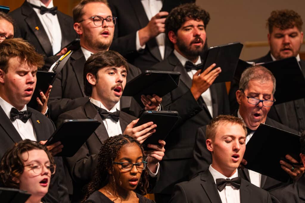 Group of choir students singing