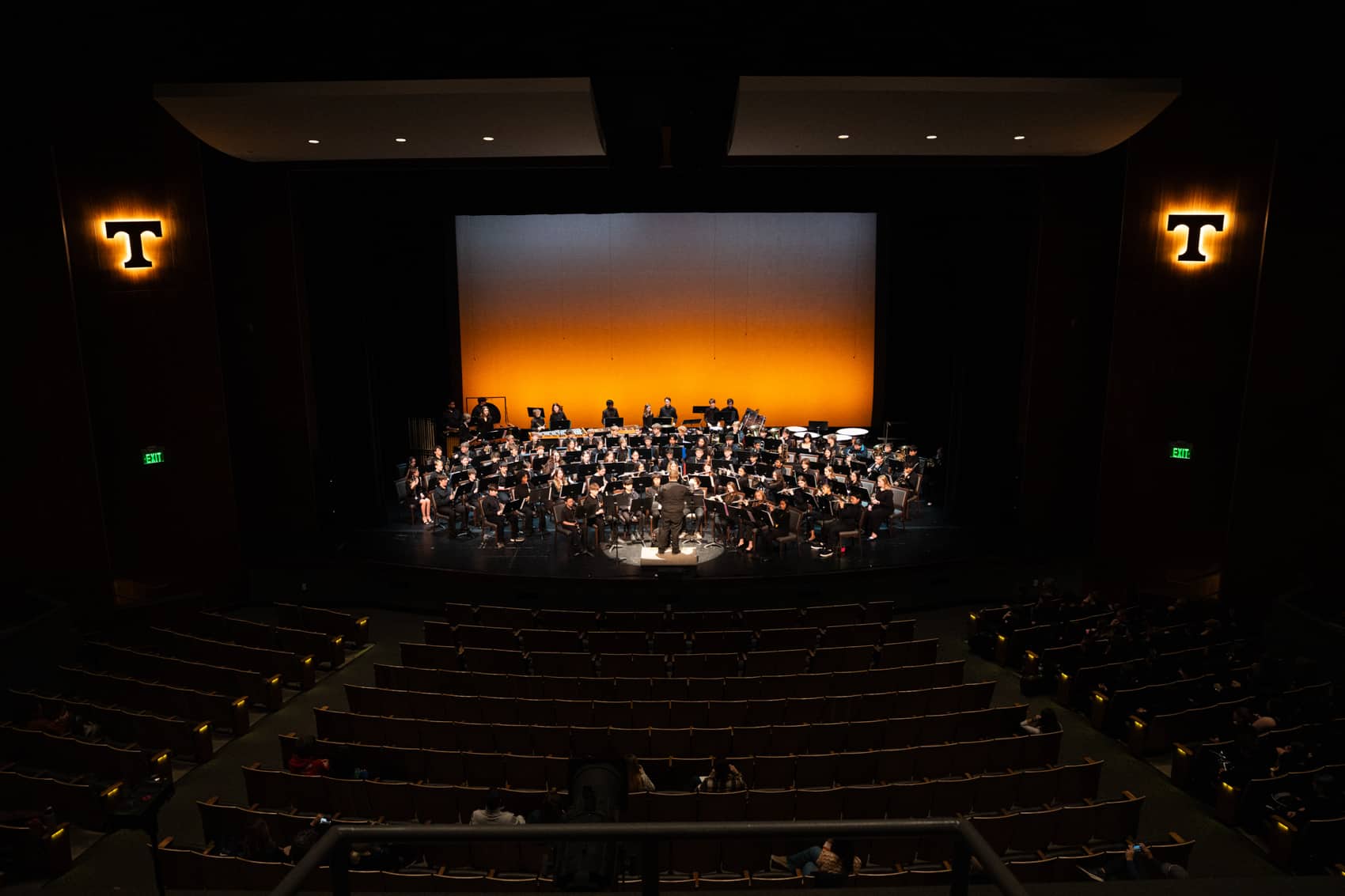 birds eye view of band on stage