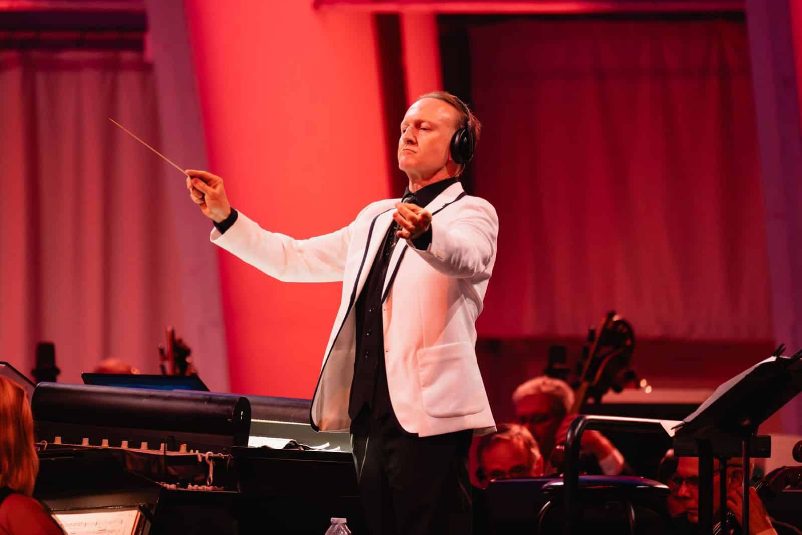 James Fellenbaum, associate professor and director of orchestras, conducting at the Hollywood Bowl for Bugs Bunny at the Symphony.